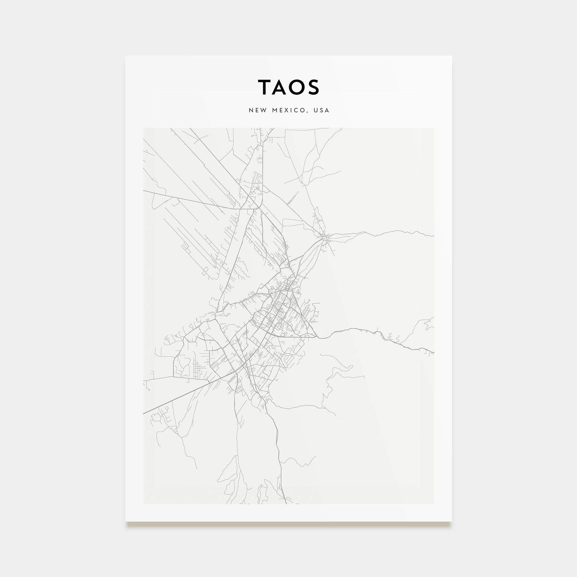 Taos Map Portrait Poster