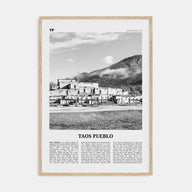 Taos Pueblo Travel B&W Poster