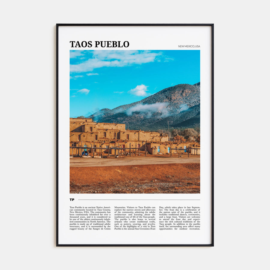 Taos Pueblo Travel Color Poster