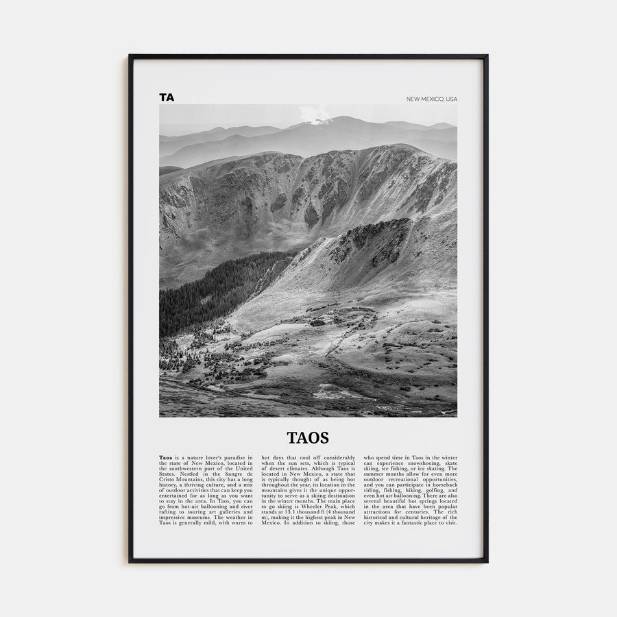 Taos Travel B&W Poster