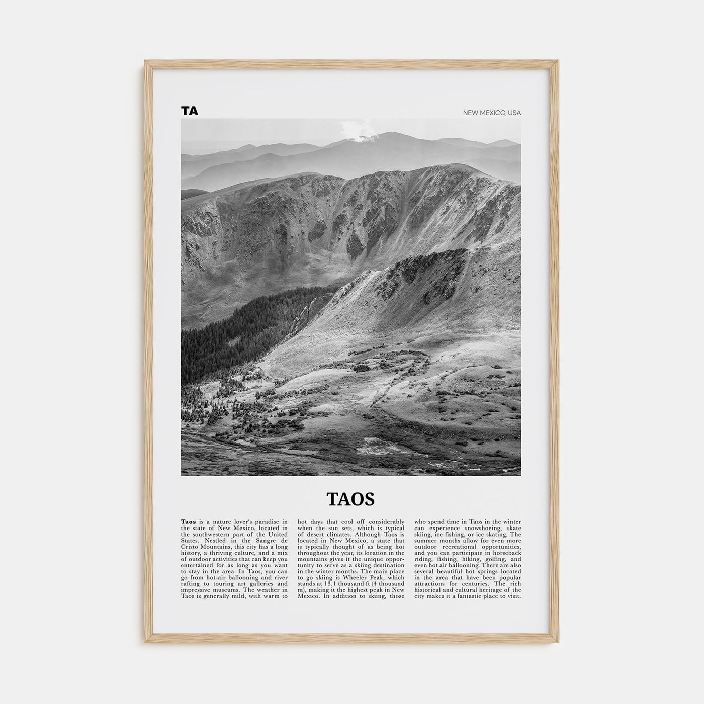 Taos Travel B&W Poster