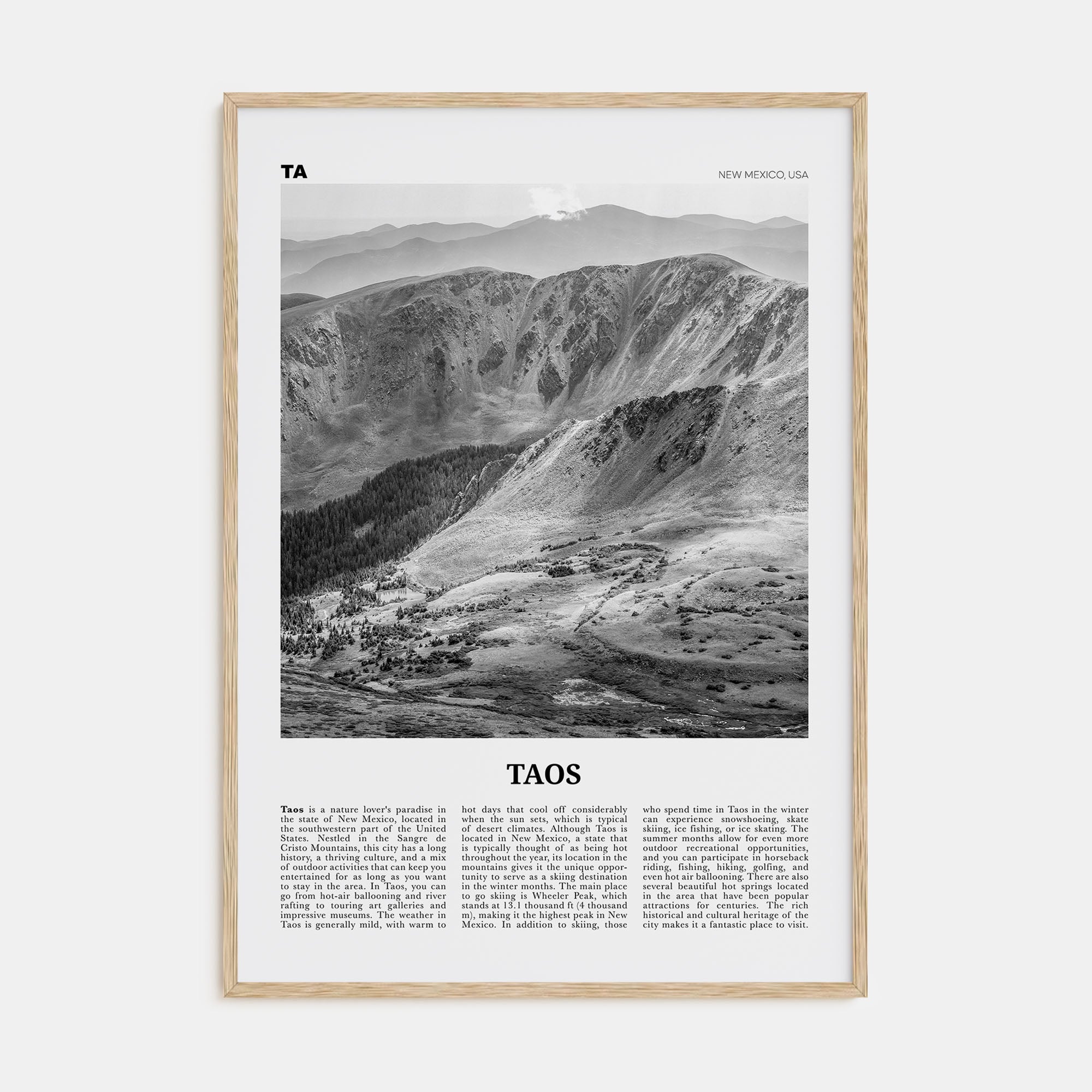Taos Travel B&W Poster
