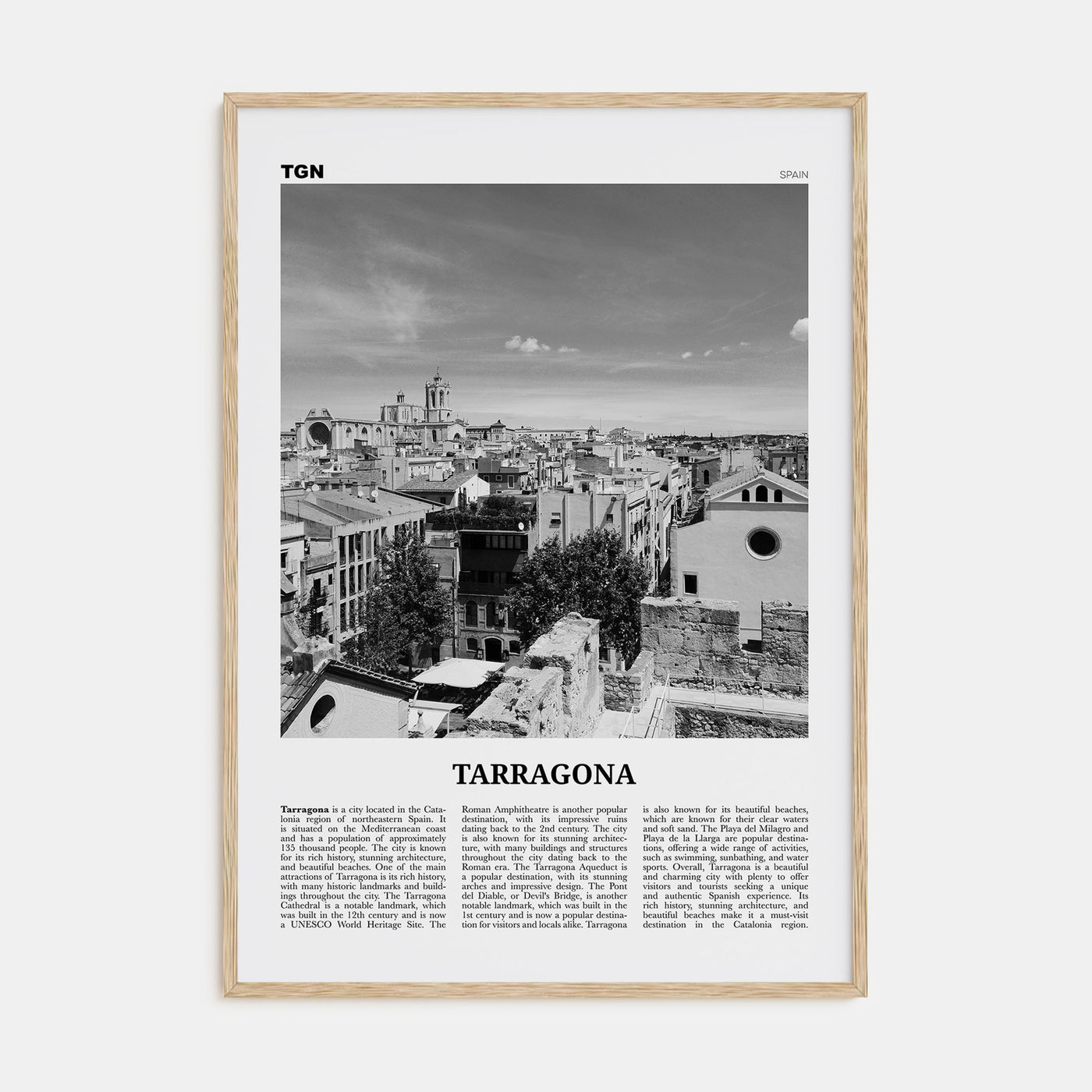Tarragona Travel B&W Poster