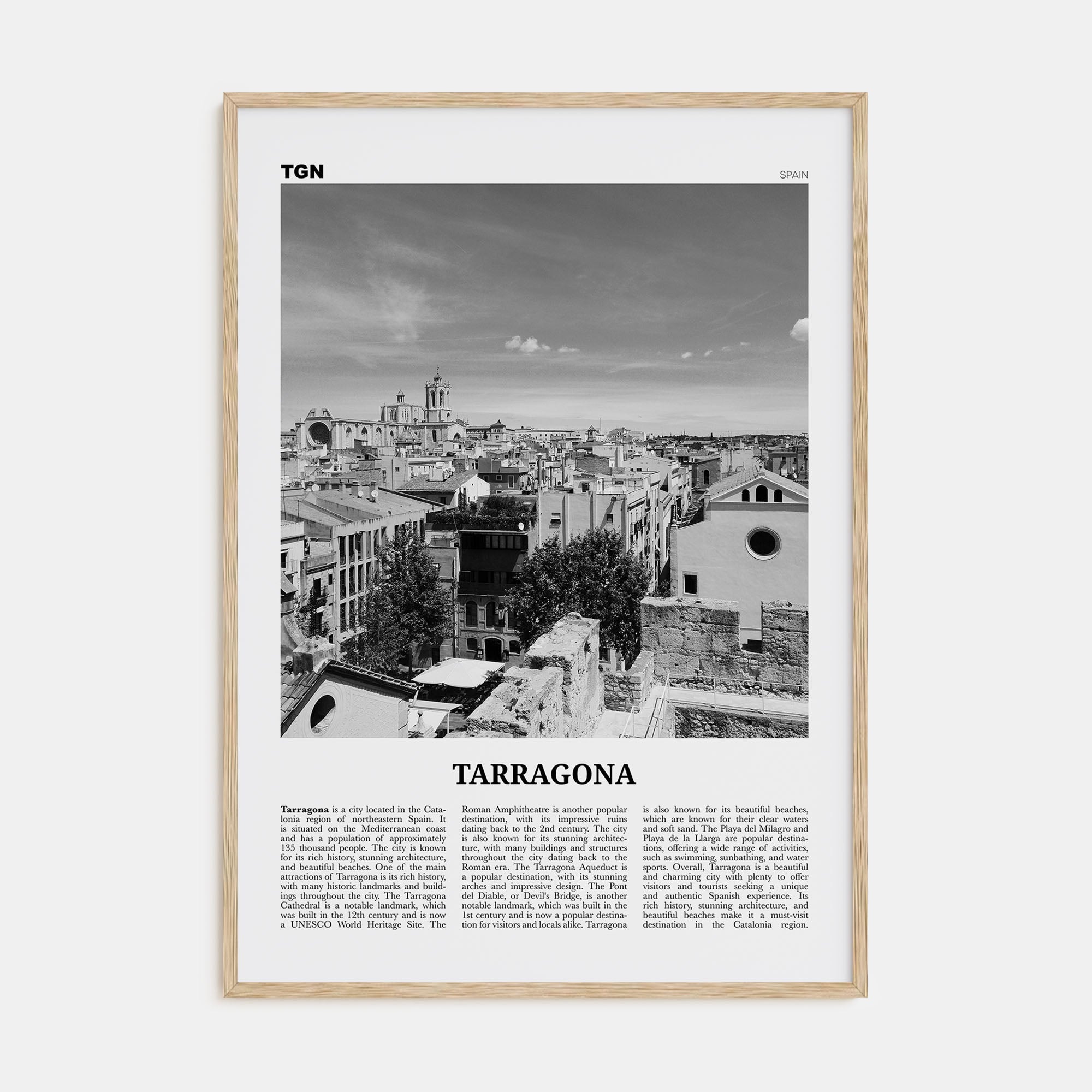 Tarragona Travel B&W Poster