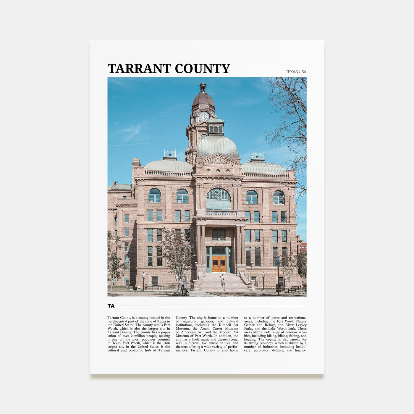 Tarrant County Travel Color Poster