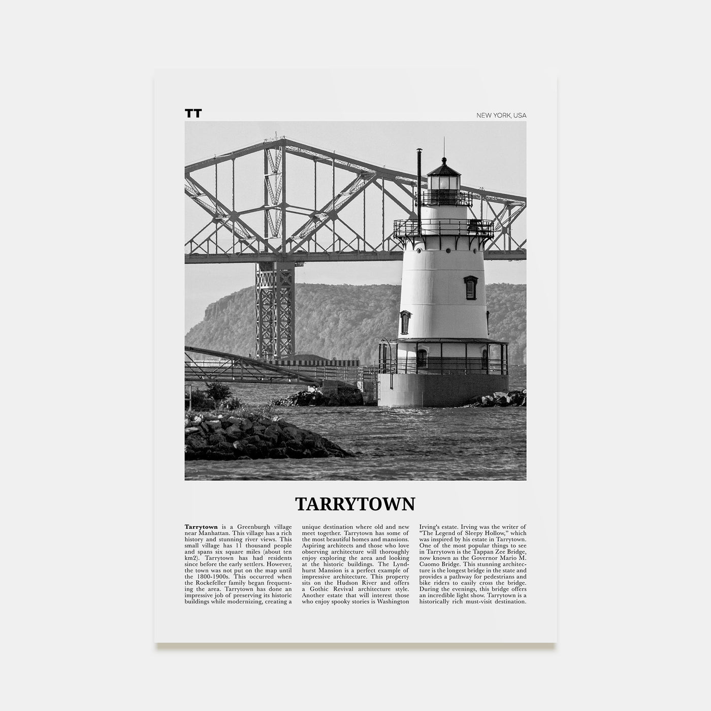 Tarrytown Travel B&W Poster