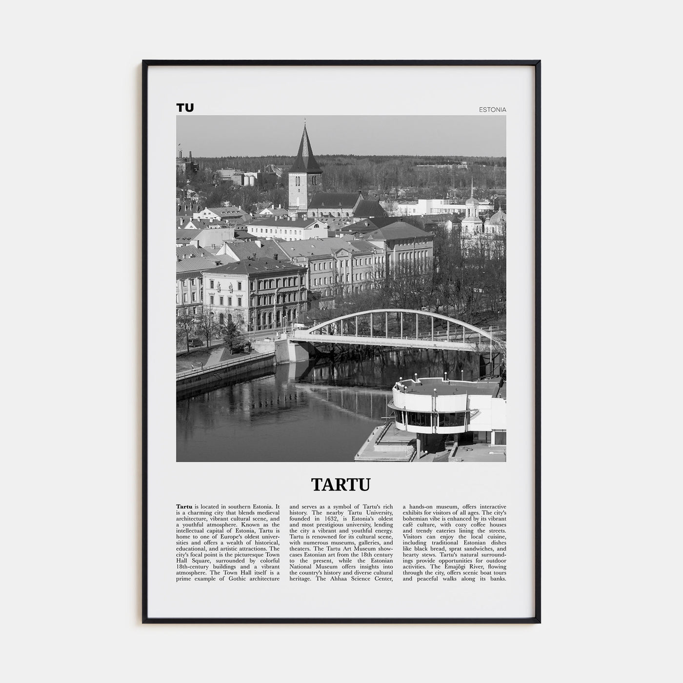 Tartu Travel B&W Poster