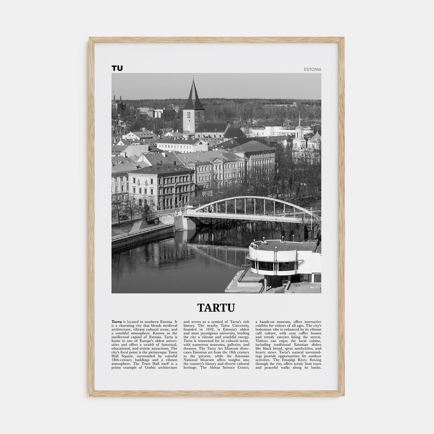 Tartu Travel B&W Poster
