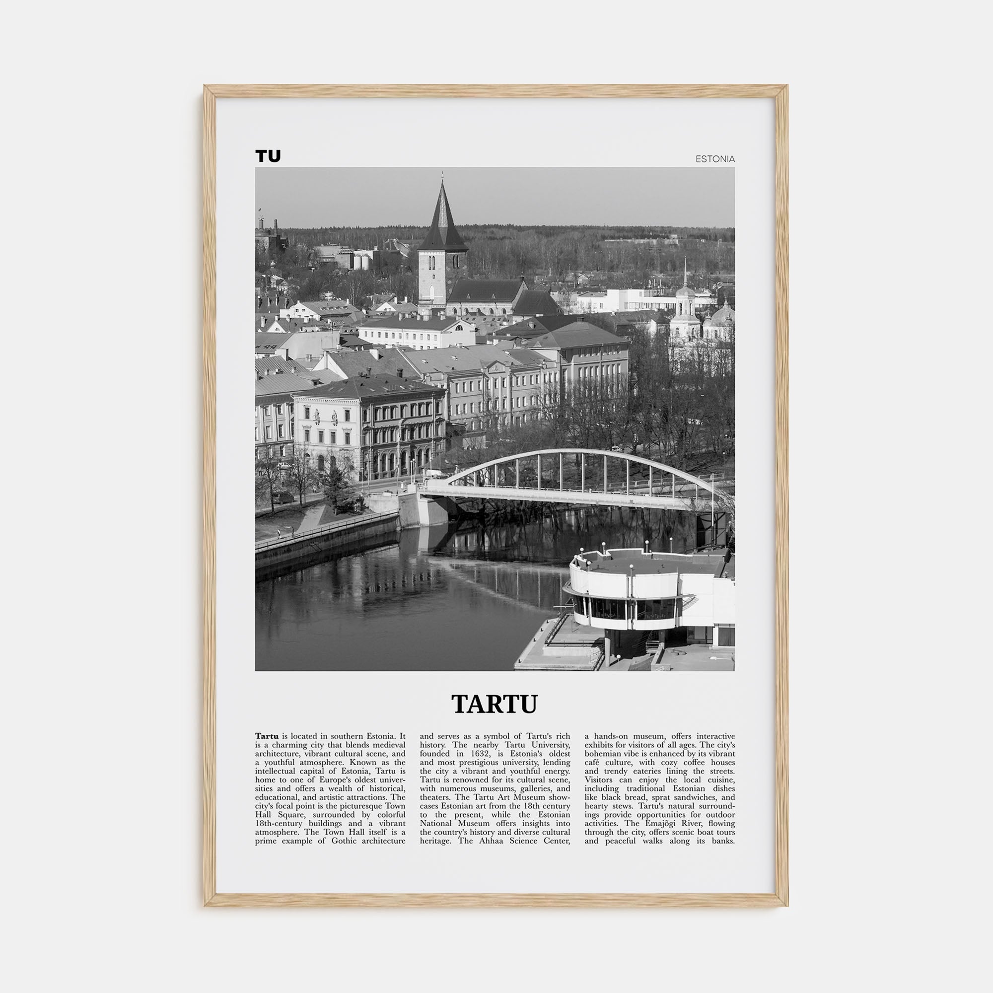 Tartu Travel B&W Poster