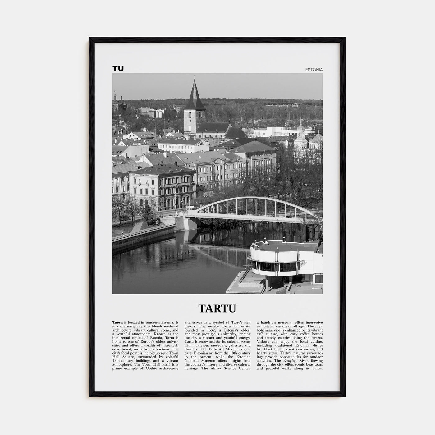 Tartu Travel B&W Poster