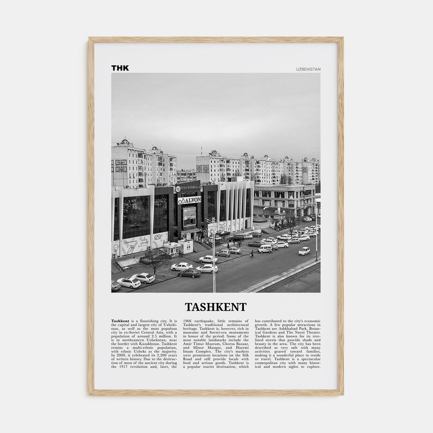 Tashkent Travel B&W Poster