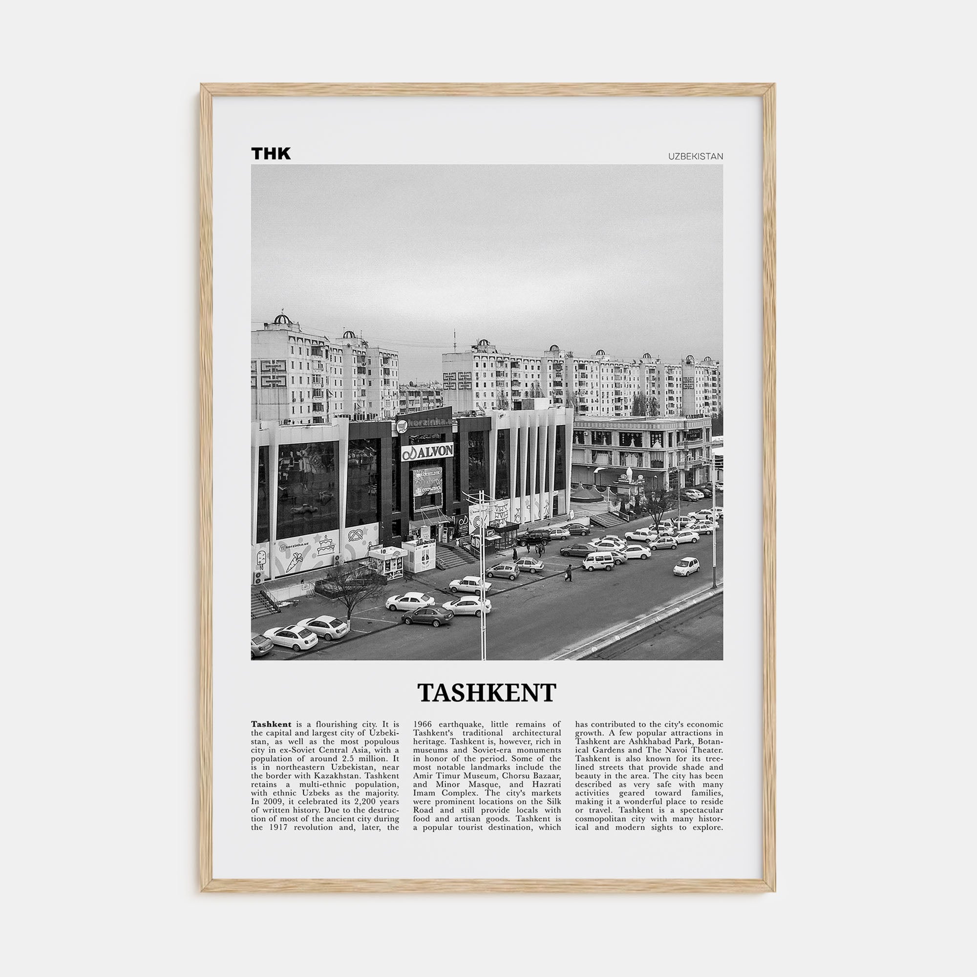 Tashkent Travel B&W Poster