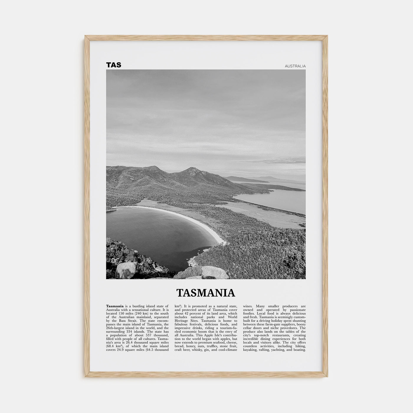 Tasmania Travel B&W No 1 Poster