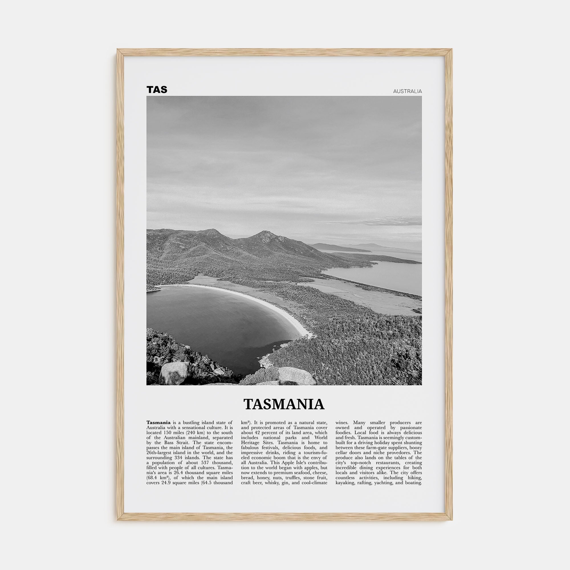 Tasmania Travel B&W No 1 Poster
