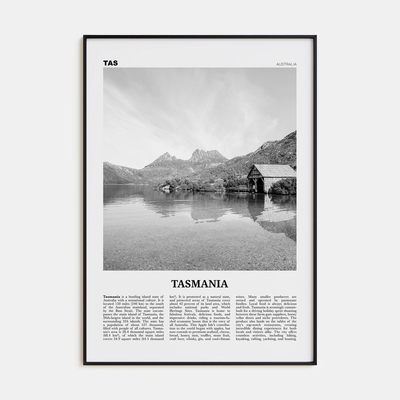 Tasmania Travel B&W No 2 Poster