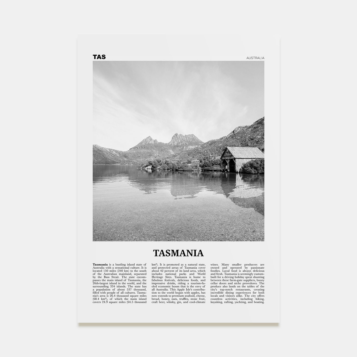 Tasmania Travel B&W No 2 Poster