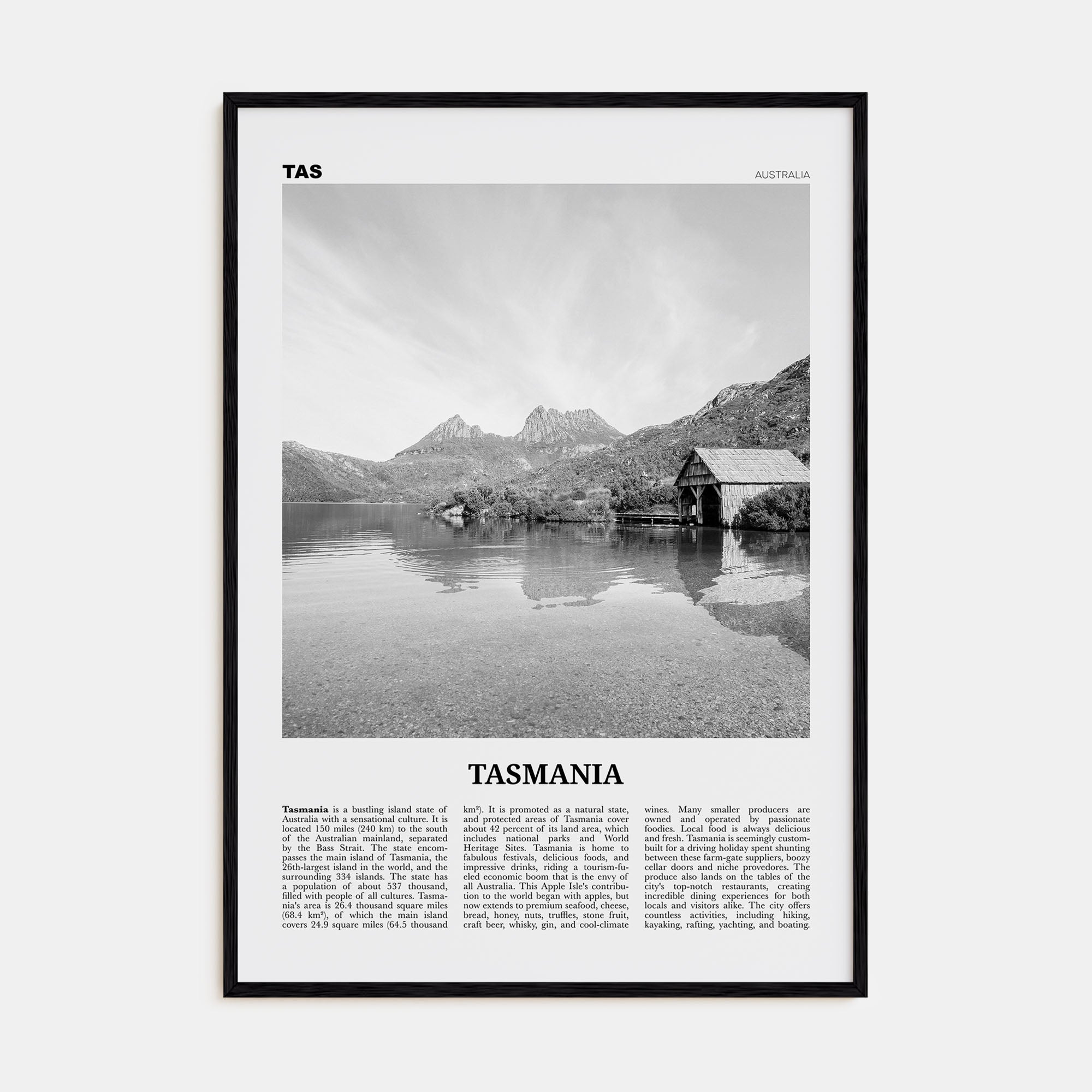 Tasmania Travel B&W No 2 Poster