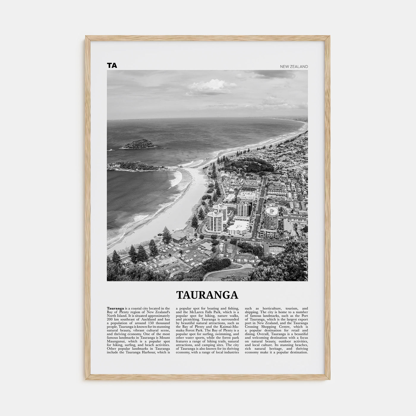 Tauranga Travel B&W Poster