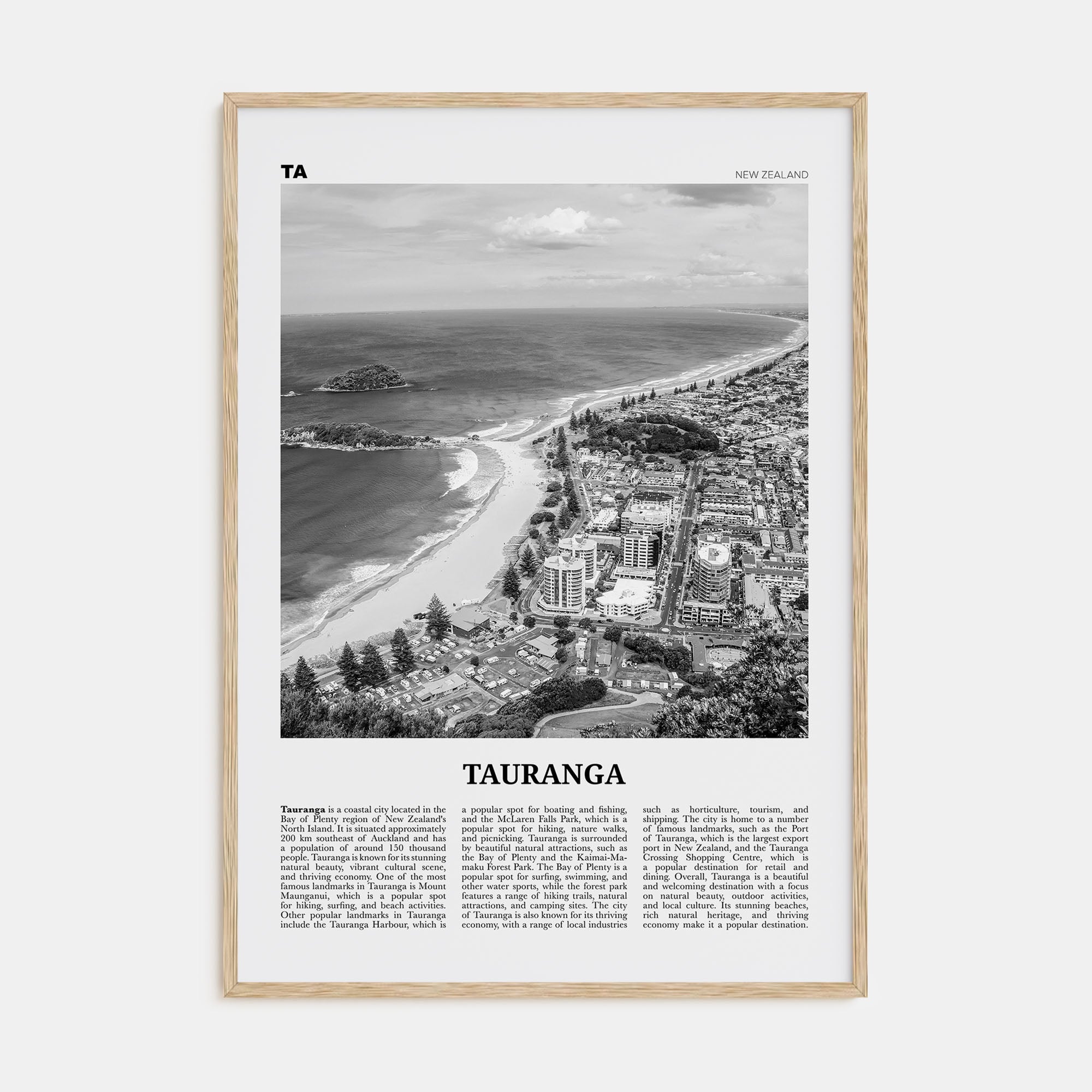 Tauranga Travel B&W Poster