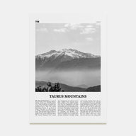 Taurus Mountains Travel B&W Poster