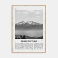Taurus Mountains Travel B&W Poster