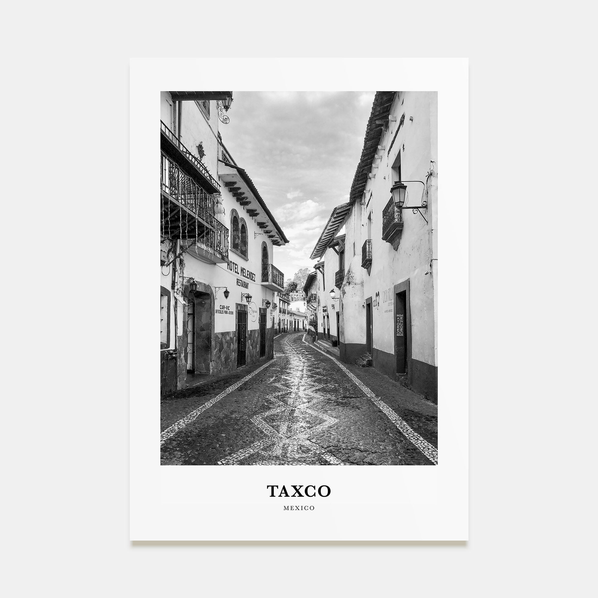 Taxco Portrait B&W Poster