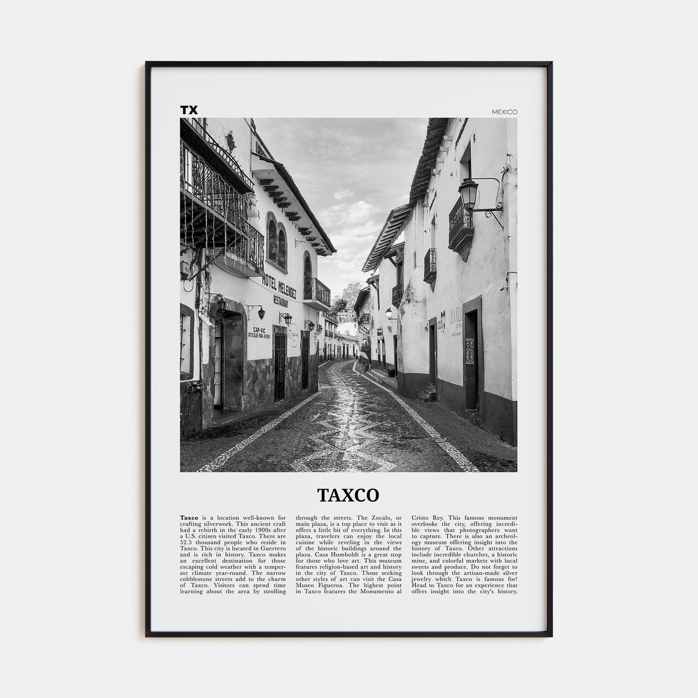 Taxco Travel B&W Poster