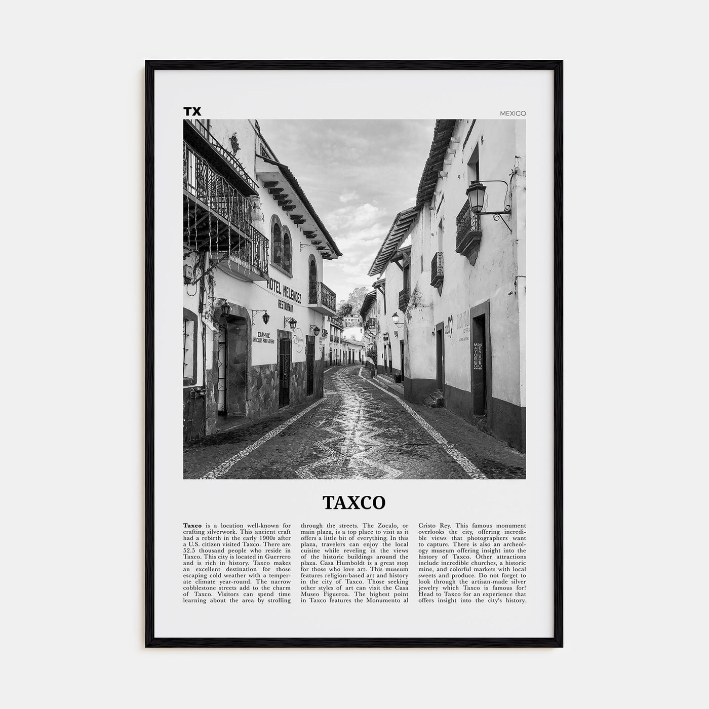 Taxco Travel B&W Poster