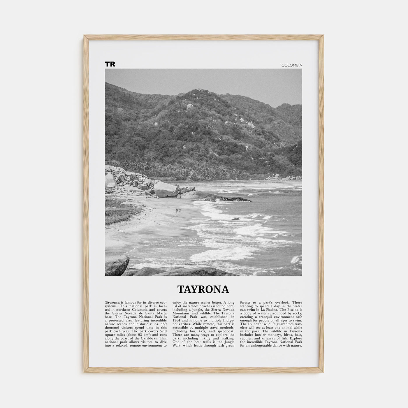 Tayrona National Natural Park Travel B&W Poster