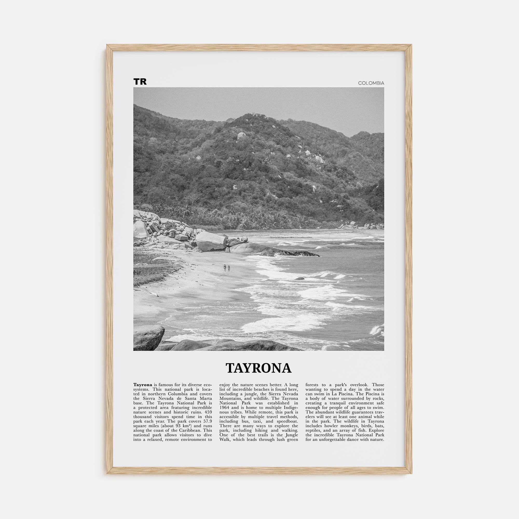 Tayrona National Natural Park Travel B&W Poster