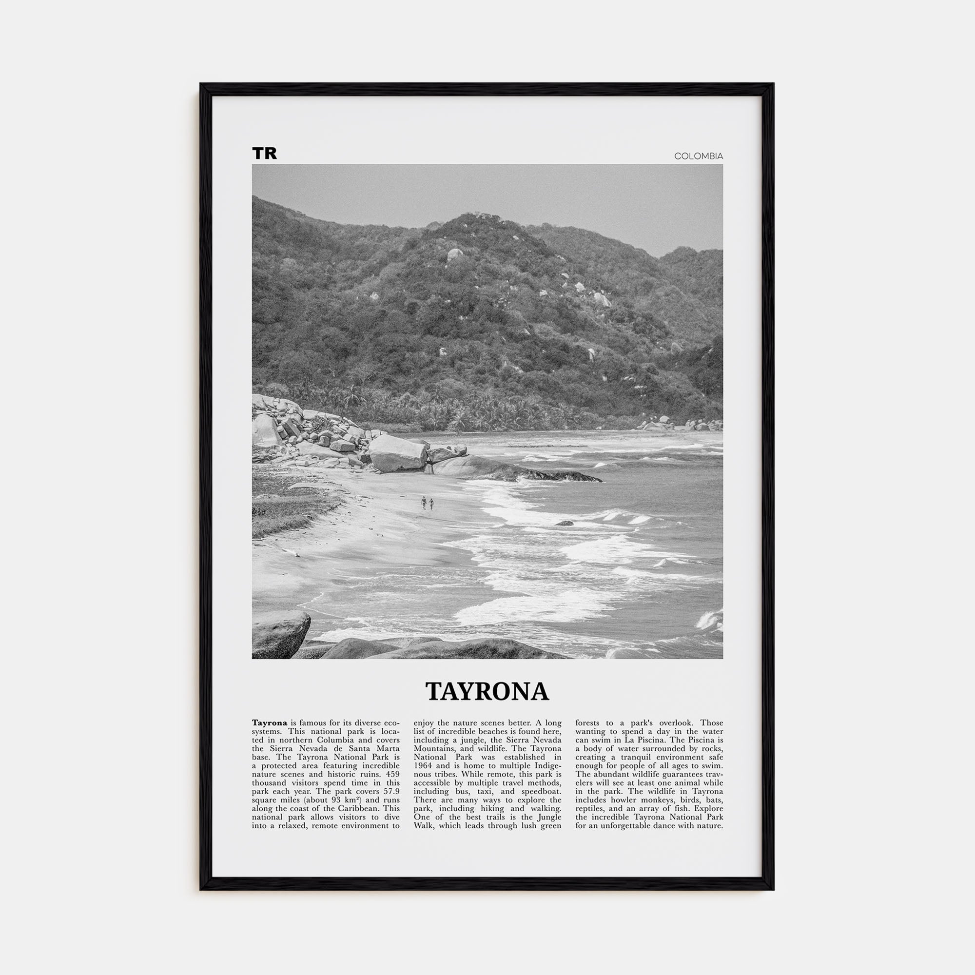Tayrona National Natural Park Travel B&W Poster