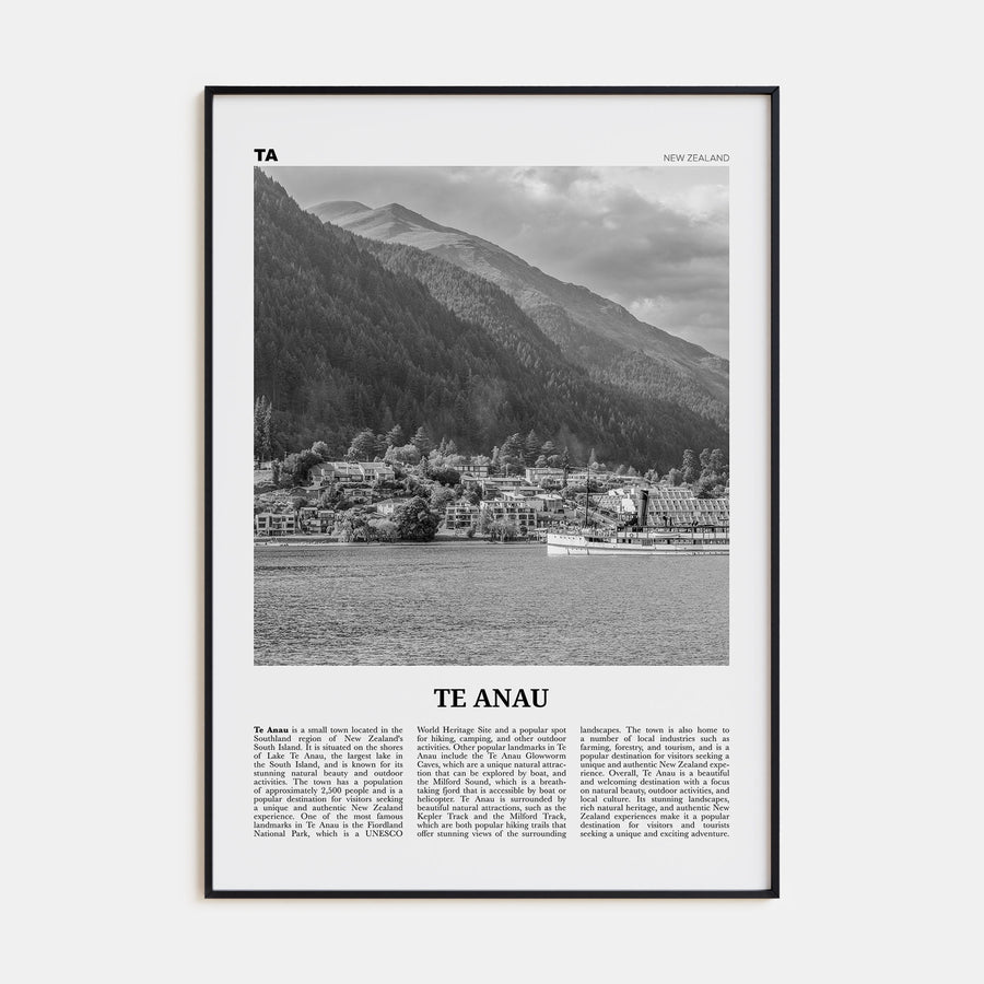 Te Anau Travel B&W Poster