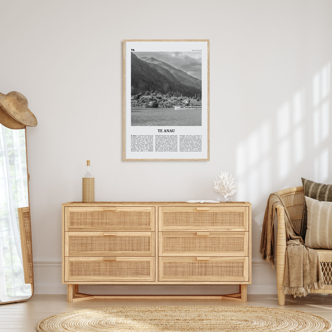 Te Anau Travel B&W Poster