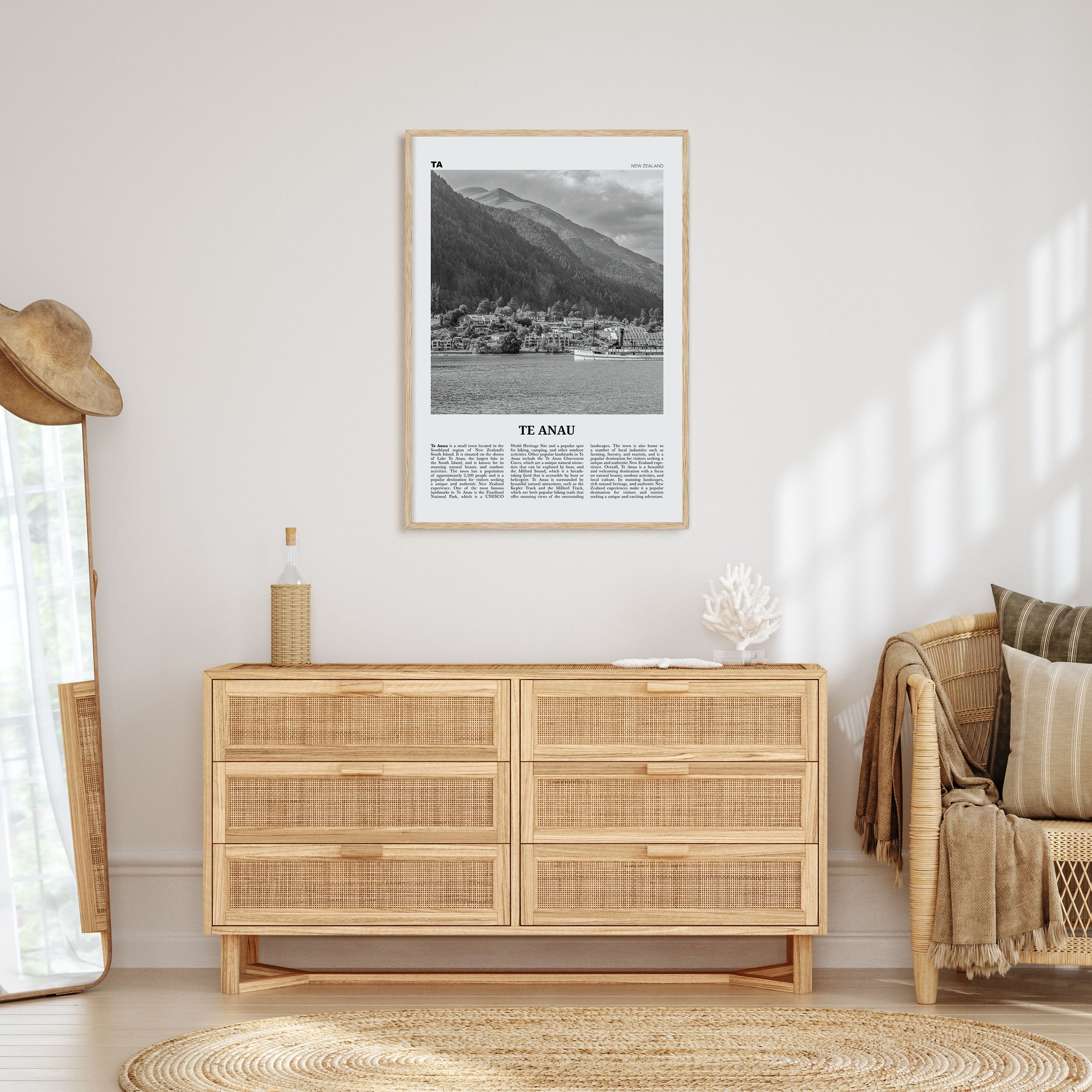 Te Anau Travel B&W Poster