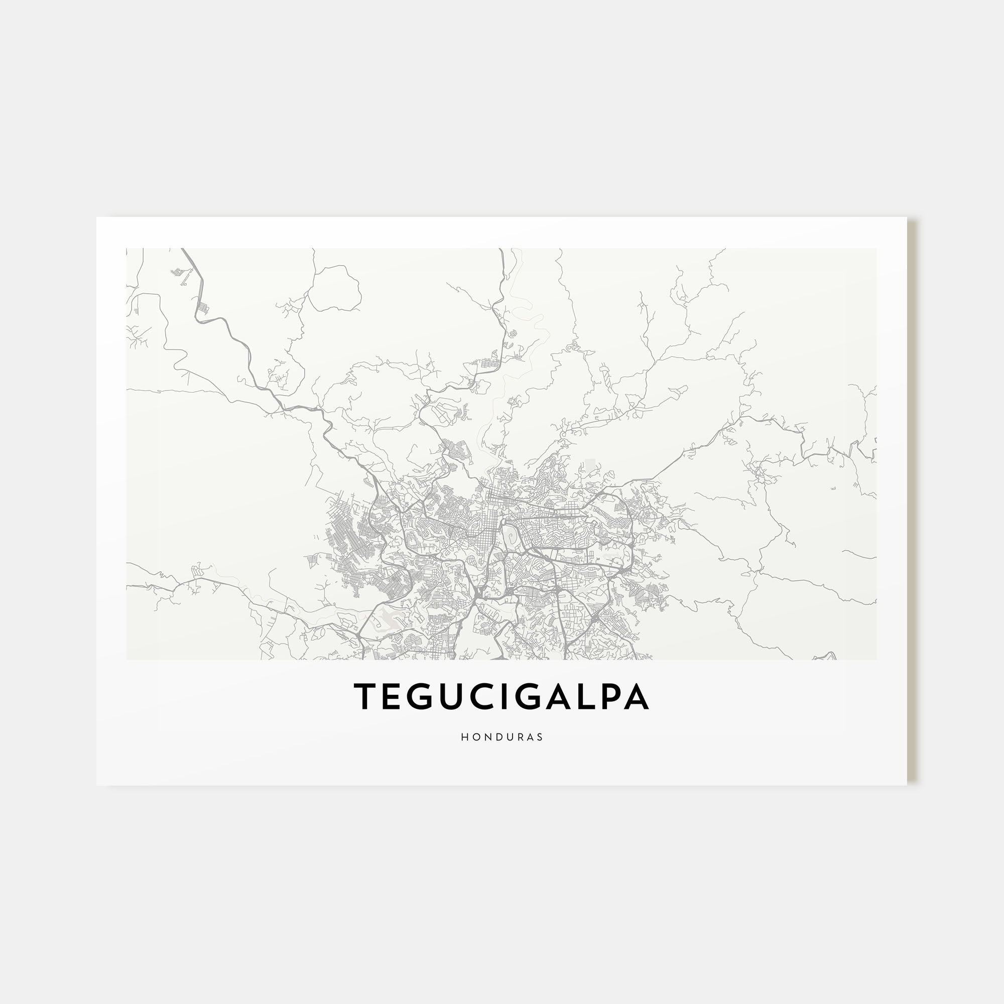 Tegucigalpa Map Landscape Poster