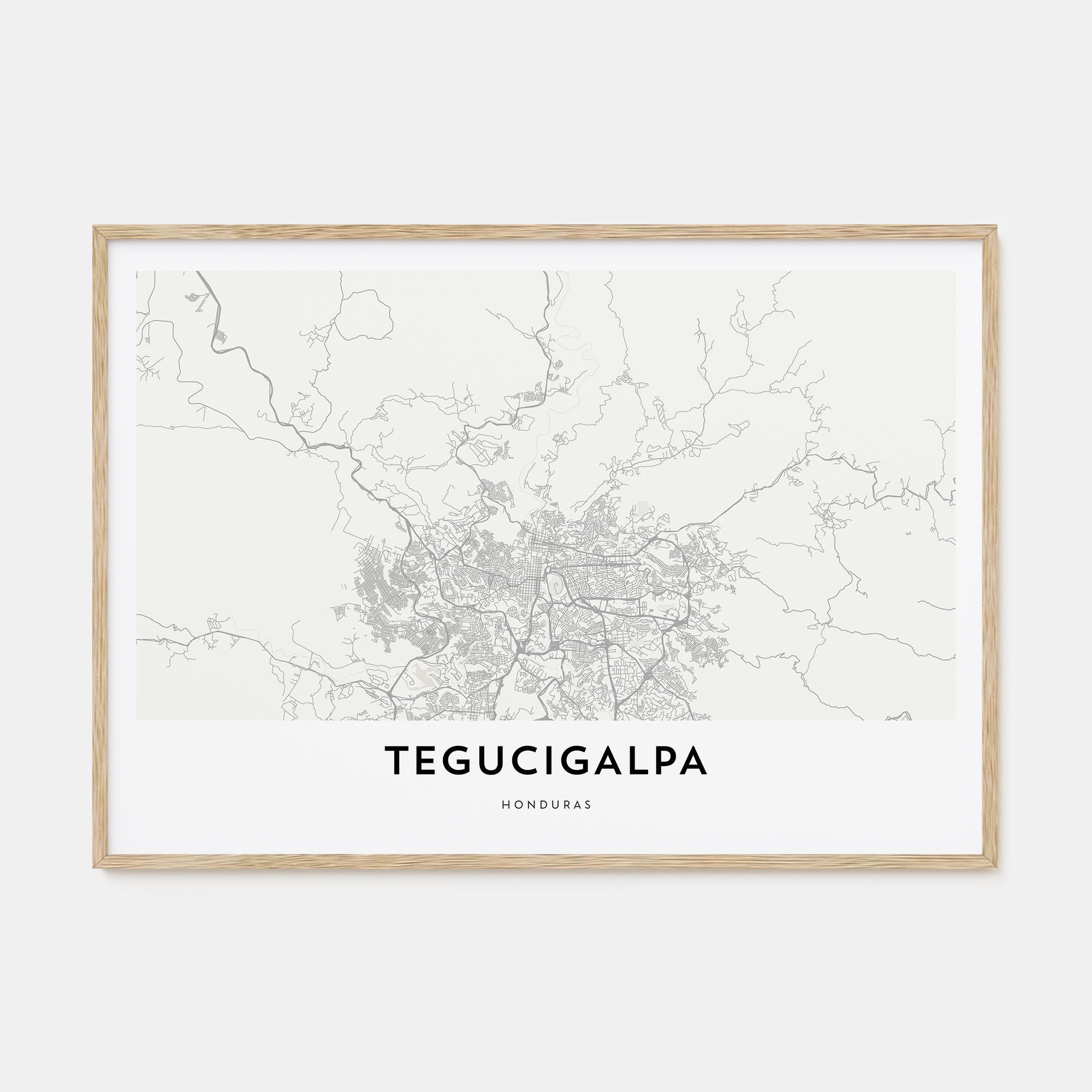 Tegucigalpa Map Landscape Poster