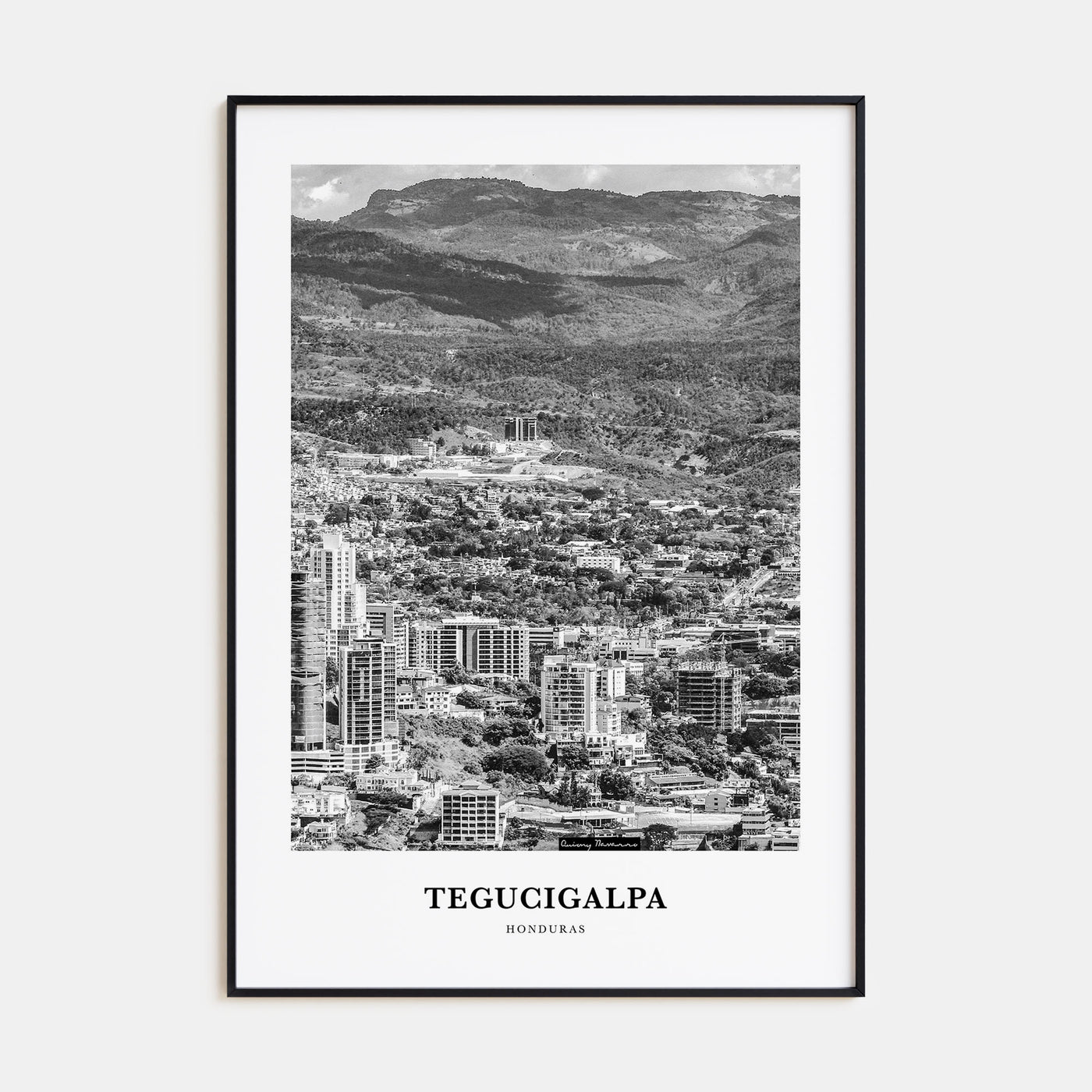 Tegucigalpa Portrait B&W Poster