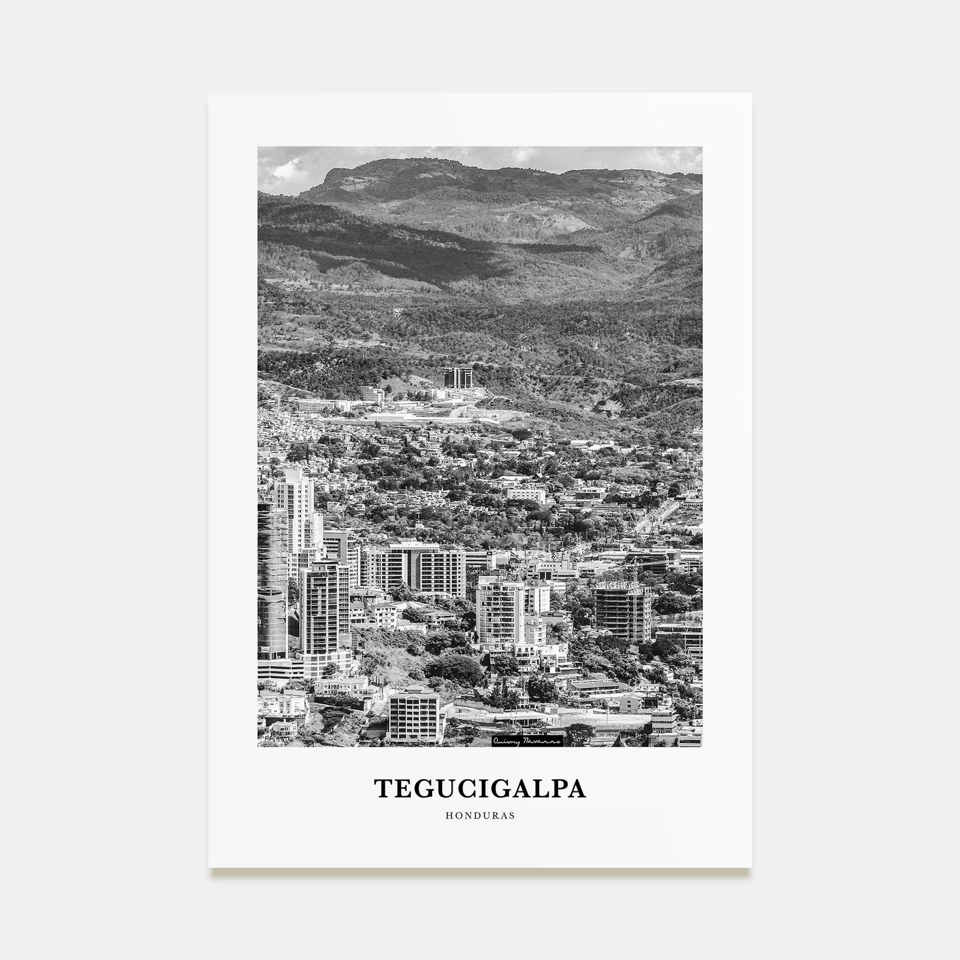 Tegucigalpa Portrait B&W Poster