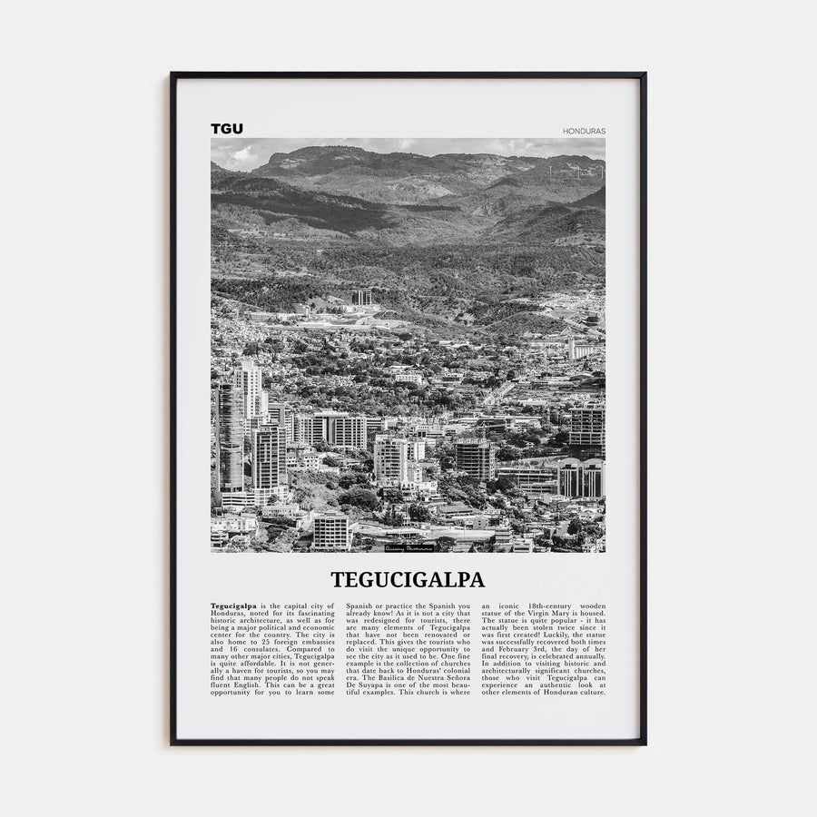 Tegucigalpa Travel B&W Poster