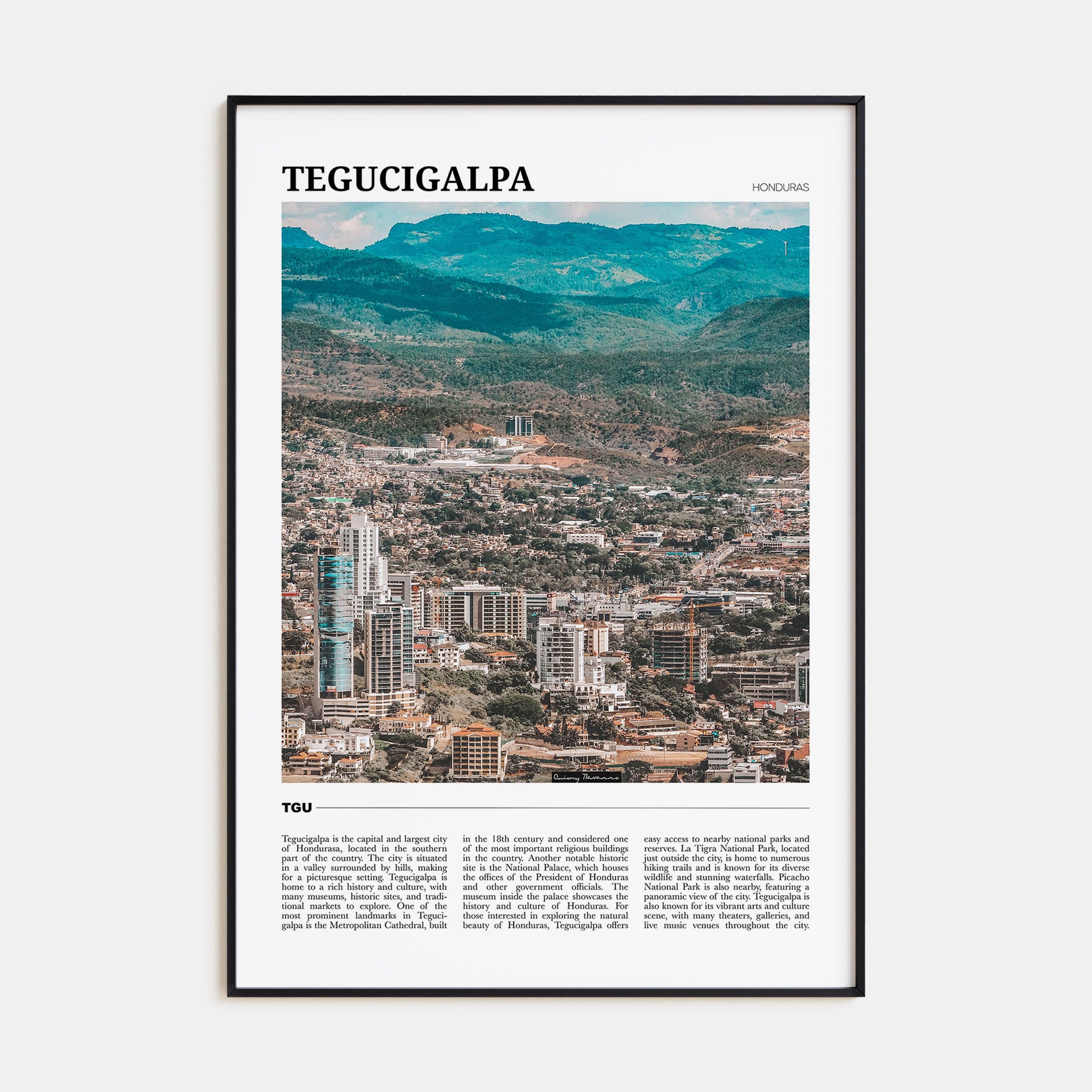 Tegucigalpa Travel Color Poster