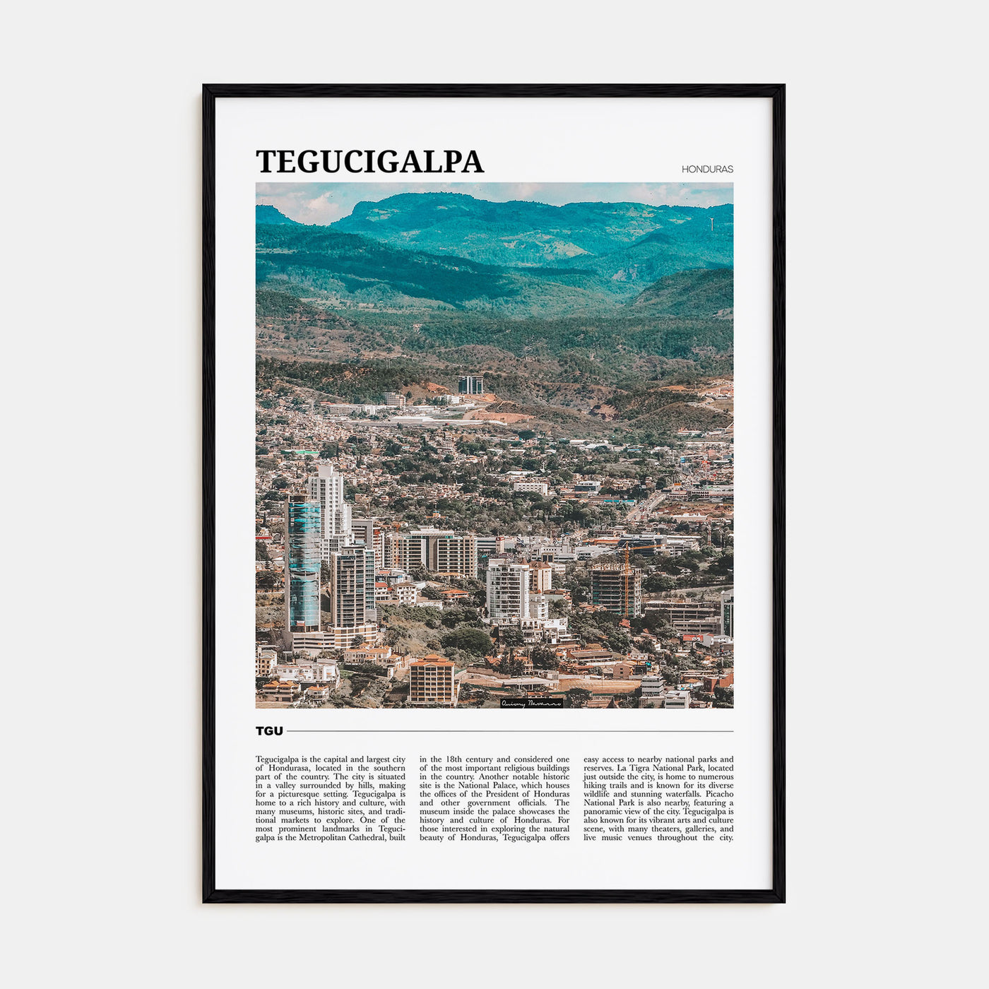 Tegucigalpa Travel Color Poster