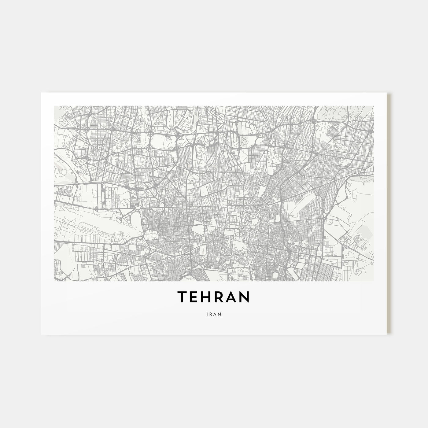 Tehran Map Landscape Poster