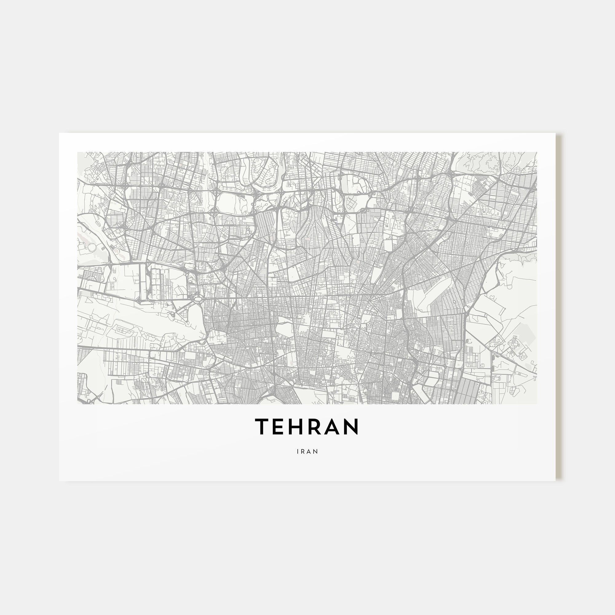Tehran Map Landscape Poster