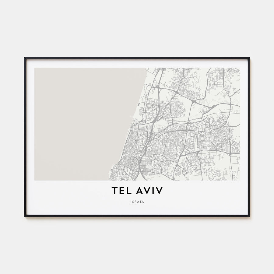 Tel Aviv Map Landscape Poster