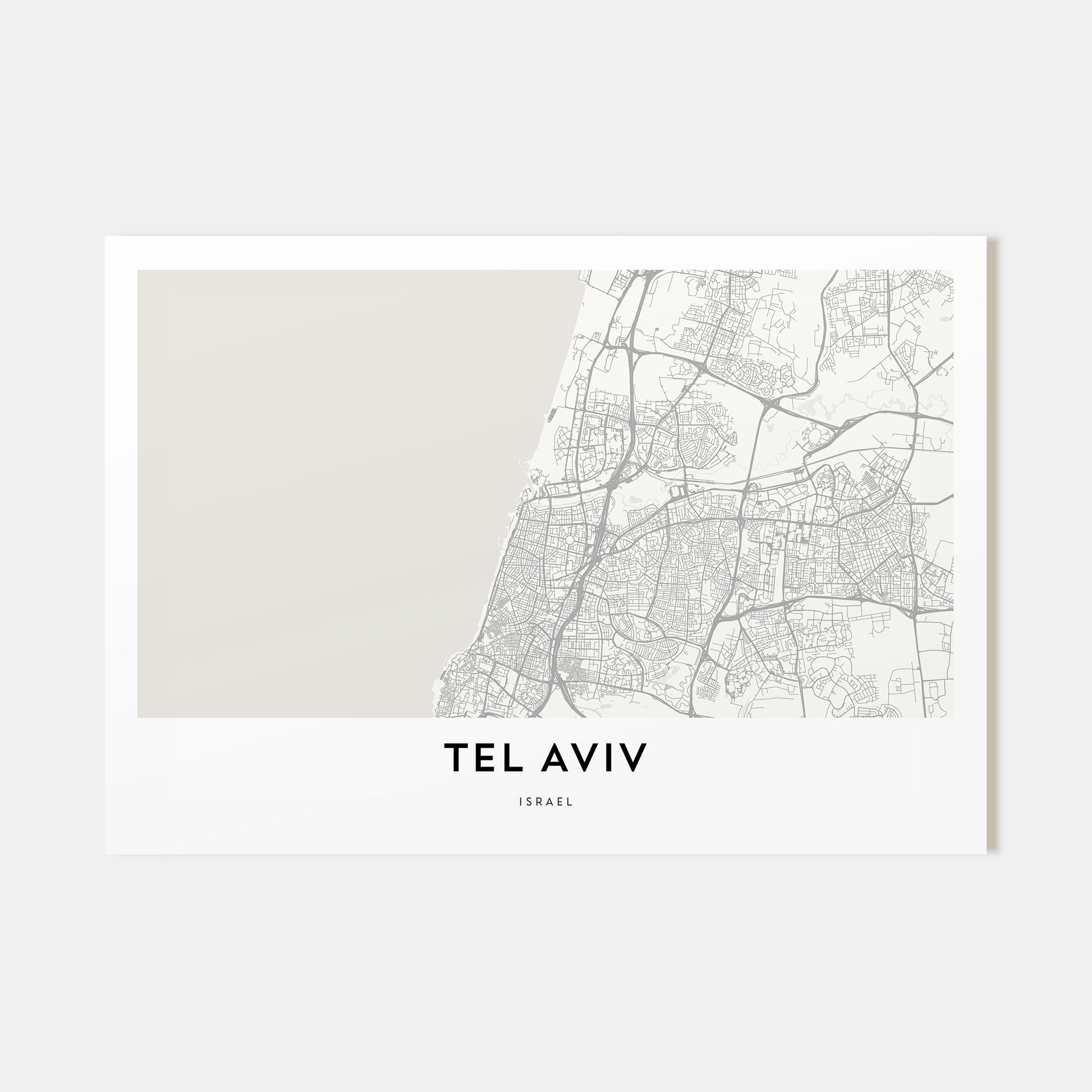 Tel Aviv Map Landscape Poster