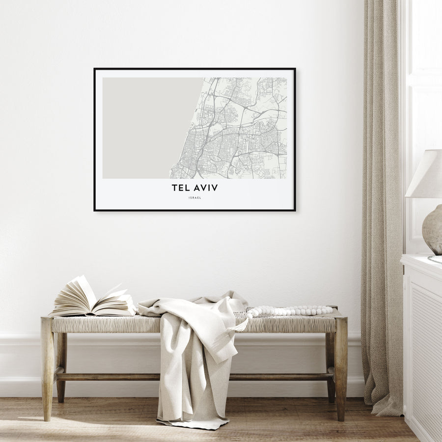 Tel Aviv Map Landscape Poster