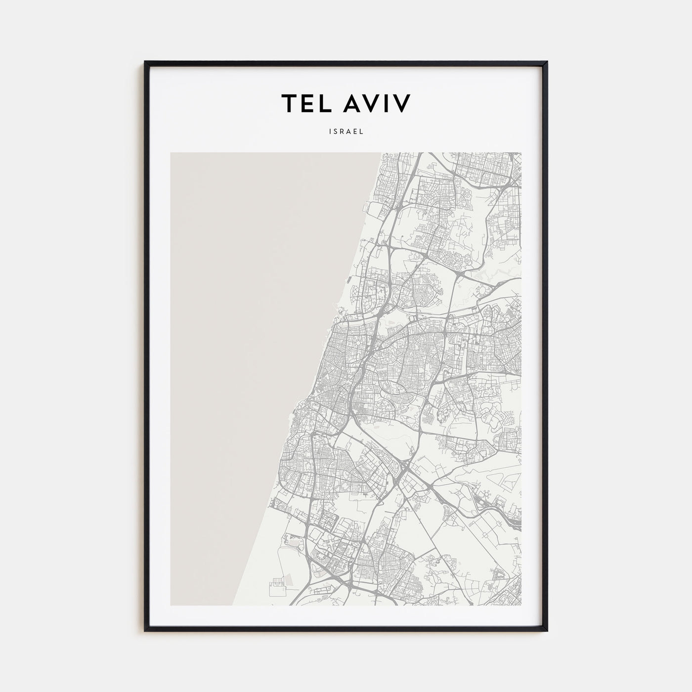 Tel Aviv Map Portrait Poster