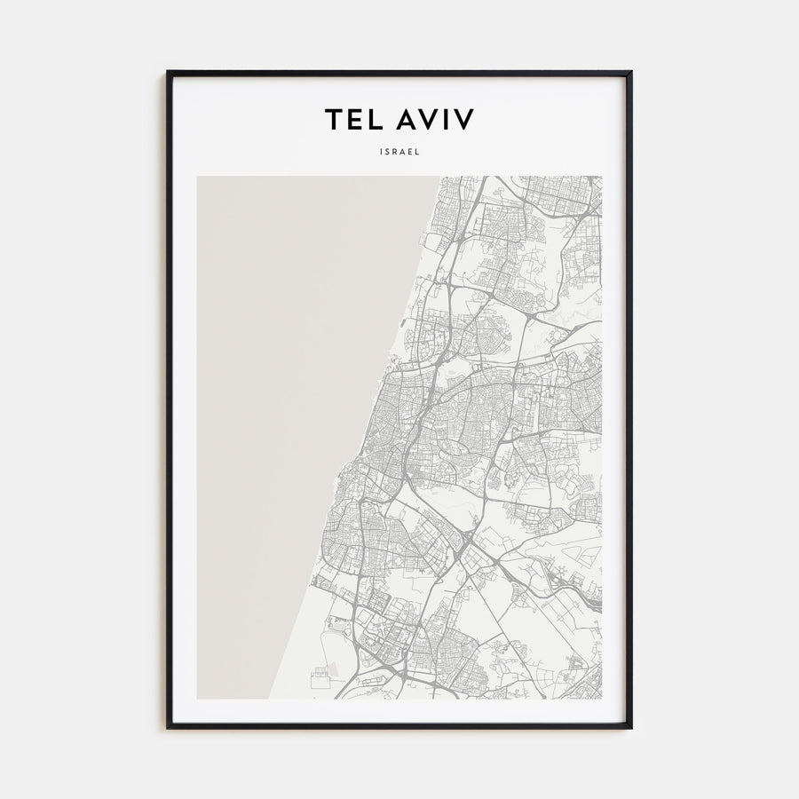 Tel Aviv Map Portrait Poster