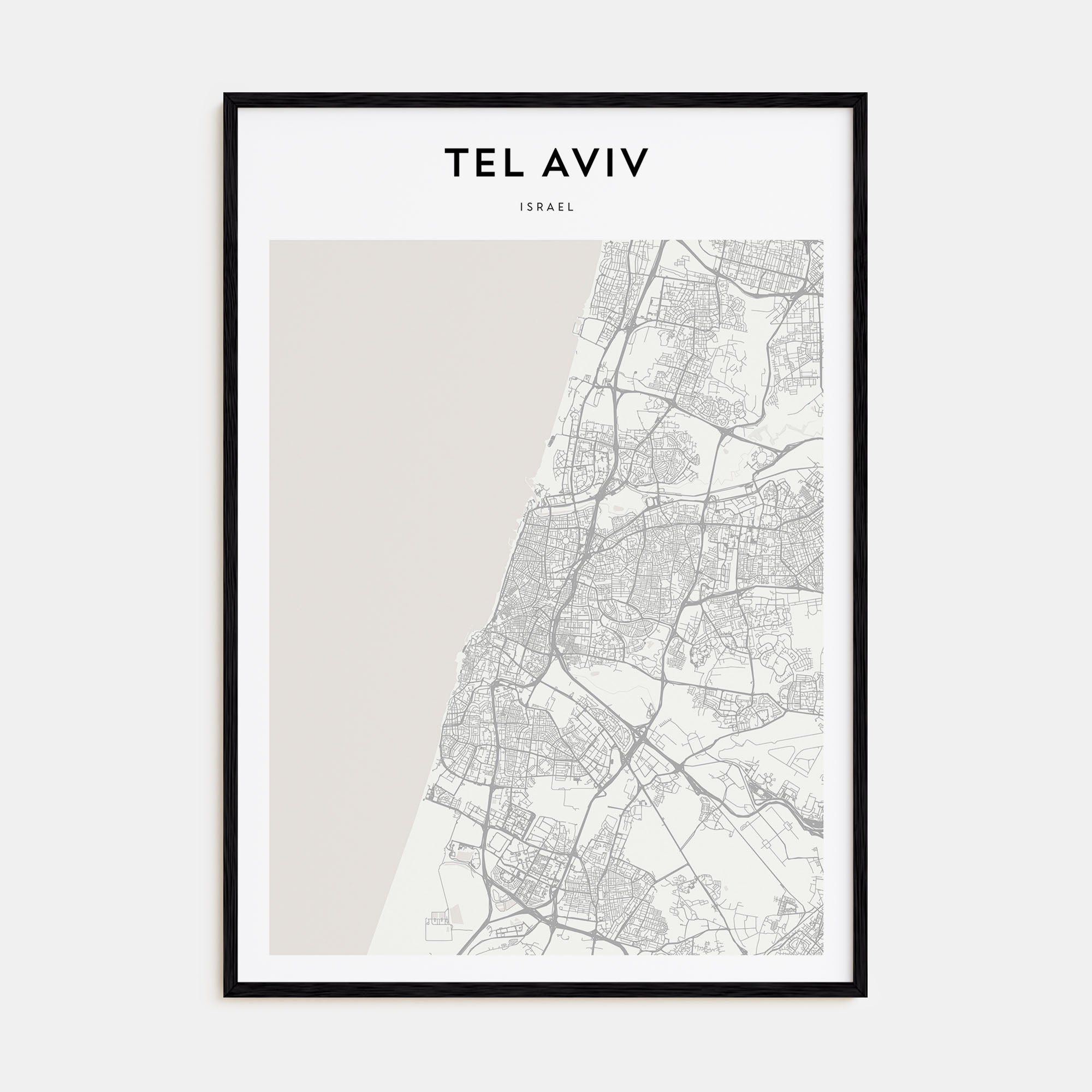 Tel Aviv Map Portrait Poster