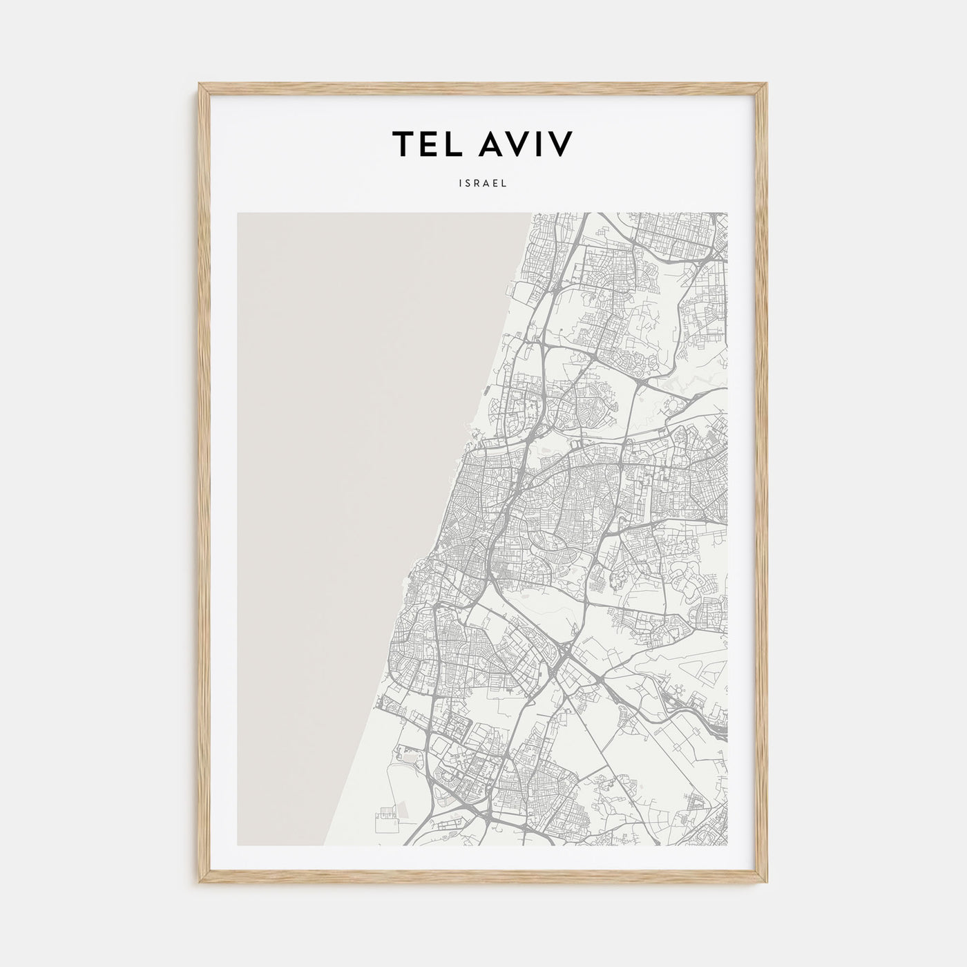Tel Aviv Map Portrait Poster